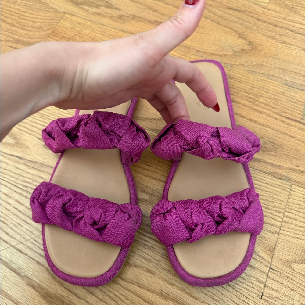 Women's Braided Double-Strap Slide Sandals - Magenta